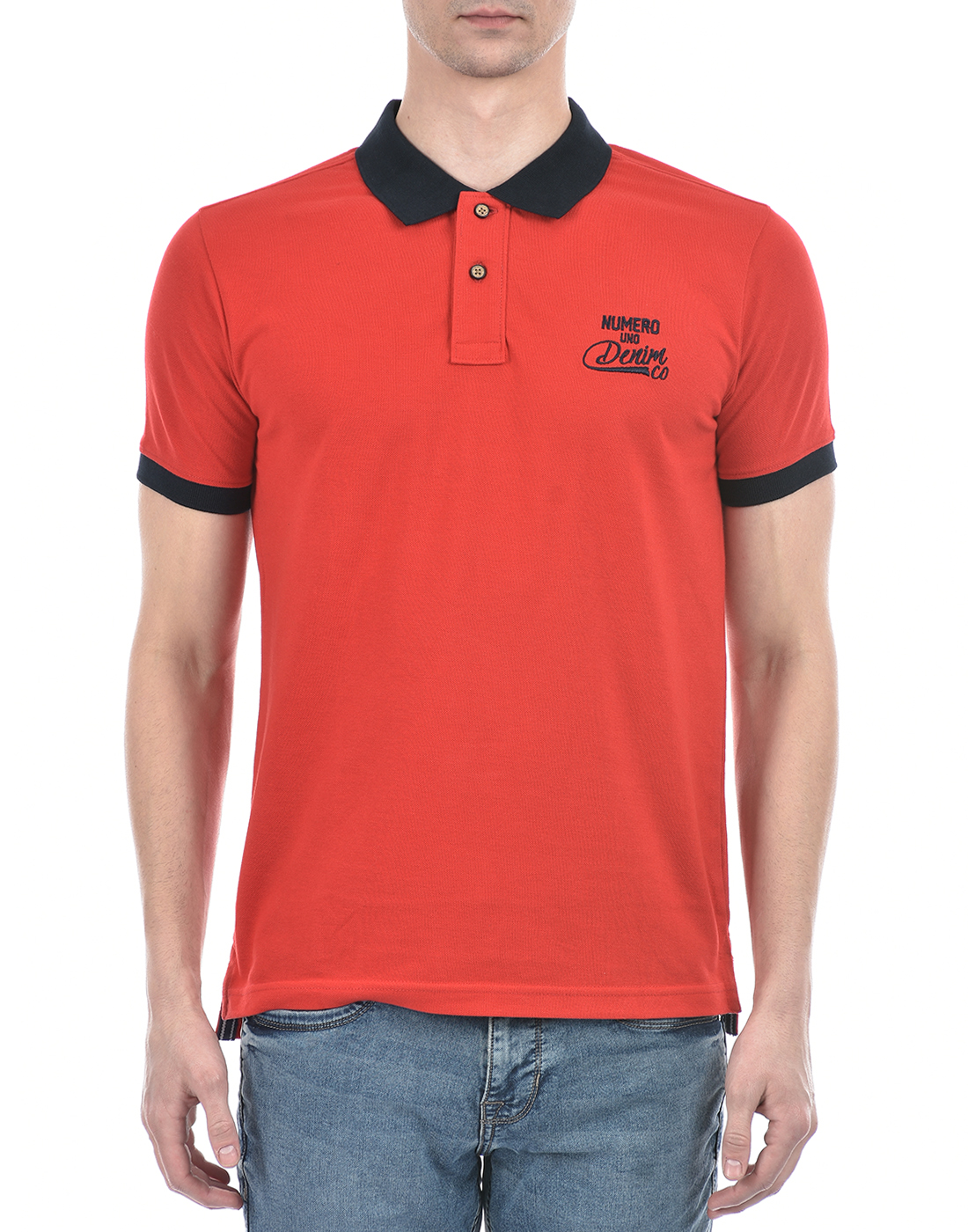 Numero Uno Men Color Block Red T-Shirt